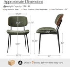 HULALA HOME Dining Chairs Set of 6 Mid-Century Modern Upholstered Kitchen Dining Room Chairs with Wood Curved Backrest, Black Metal Legs Fabric Dinner Chair for Living Room Cafe Restaurant Moss