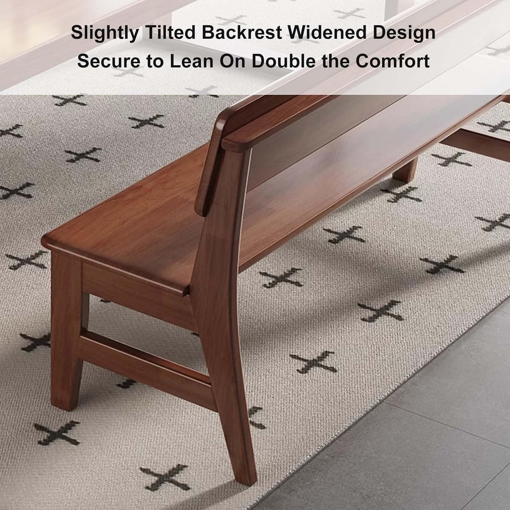 Farmhouse Wood Dining Bench 47.2/55.1/63in Kitchen Bench with Back Shoe Bench...