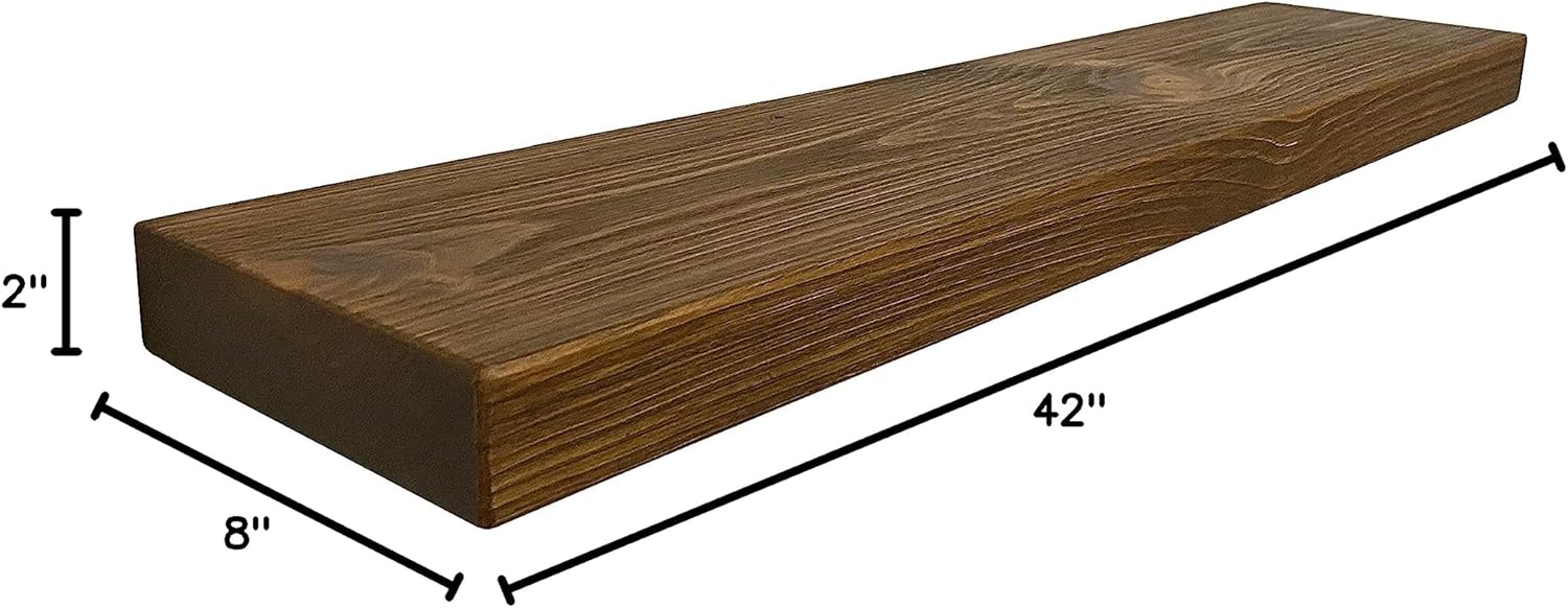 joelsantiques 54 Inch Wooden Floating Shelves for Wall - 54x8x2 in - Made of Natural Wood - Heavy Duty Rustic Wall Shelves for Bedroom - Perfect for Living Room, Kitchen - Medium Brown