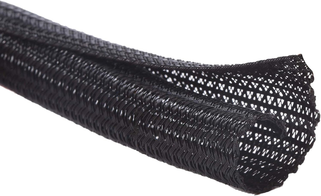 Alex Tech 25ft - 1.25 inch Cord Protector Wire Loom Tubing Cable Sleeve Split Sleeving for USB Cable Power Cord Audio Video Cable – Protect Cat from Chewing Cords - Black