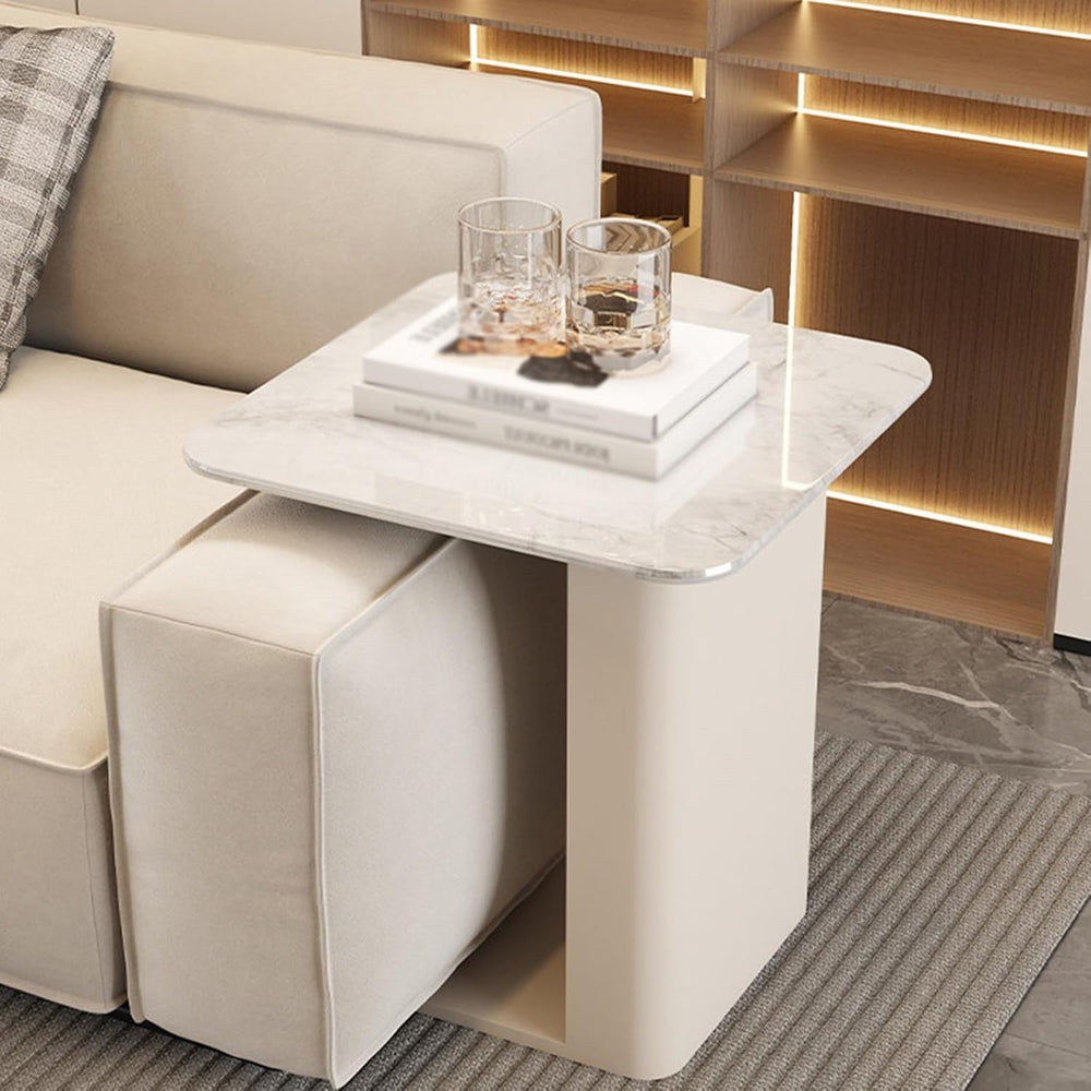 Bedside/Sofa Side Table – Two-Tier Micro-Crystalline Stone Table (Suitable as...