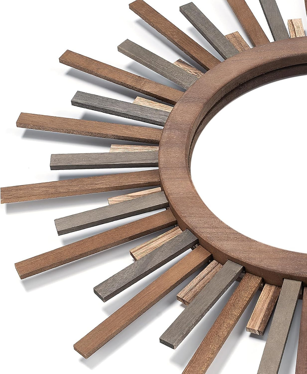 24 Inch Boho Sunburst Mirror, Decorative Rustic Farmhouse Wall Decor for Livi...