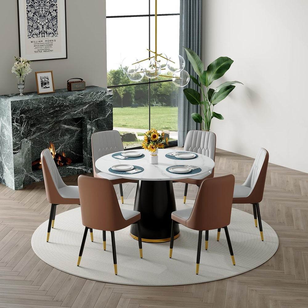Round Dining Table Set for 6, Modern Round Dining Table Small 45 Inch Dinner ...