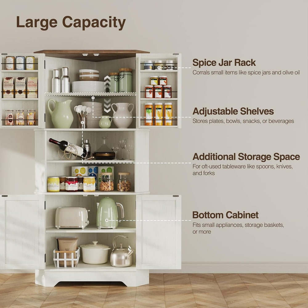 Befrases Corner Cabinet, 67''H Kitchen Pantry Storage Cabinet, 6-Tier...