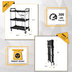 Olympia Tools 85-189 Pack N Roll Collapsible Service Cart, XL, 300LB Capacity, Black
