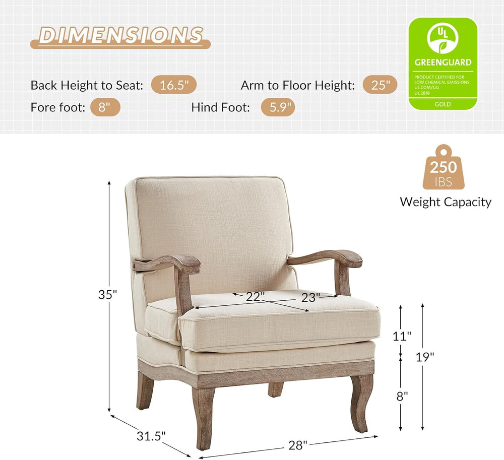 HULALA HOME Mid-Century Modern Accent Chairs Set of 2, Upholstered Lounge Arm...