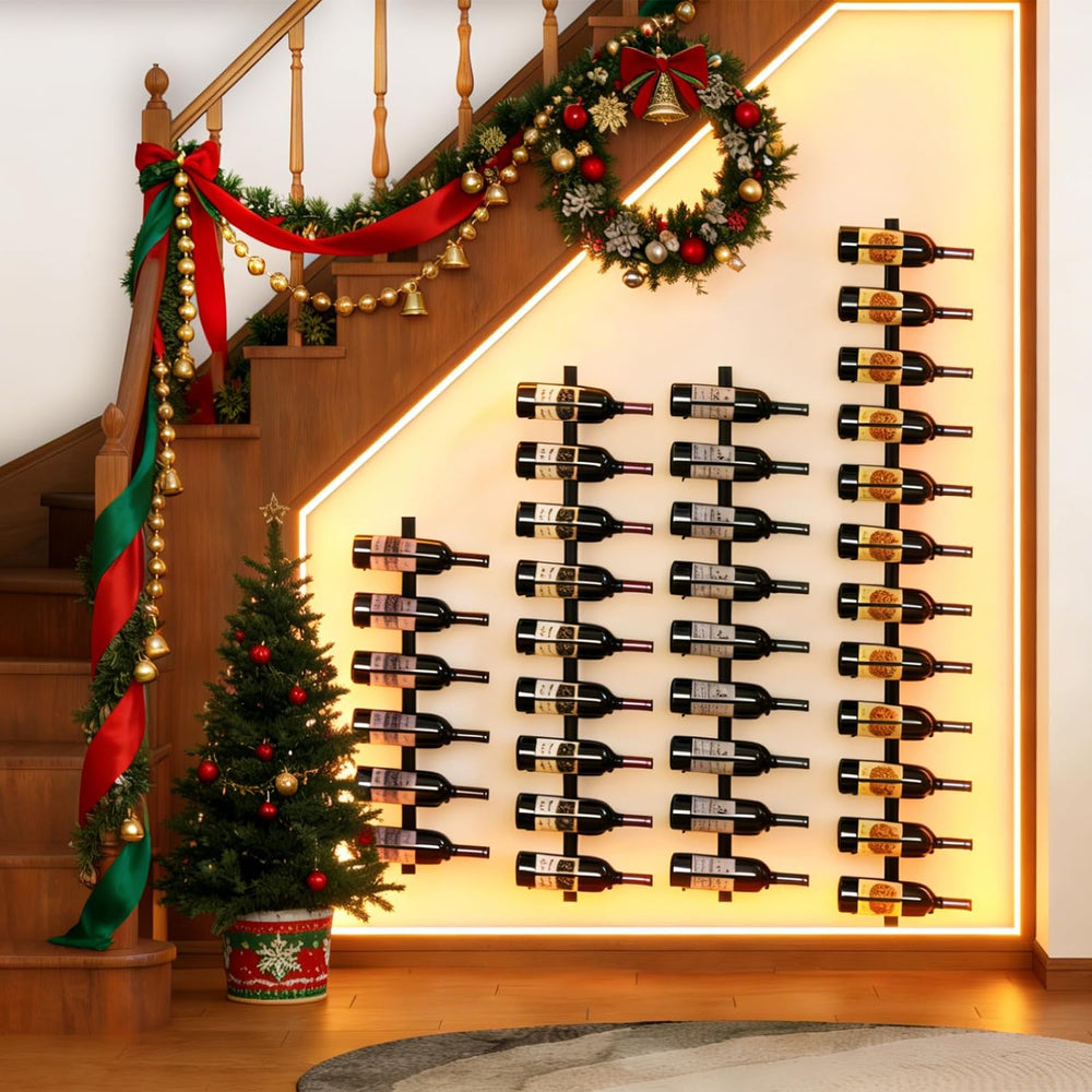 2 Pack 12 Bottle Wall Wine Rack for 24 Wine Bottles, DIY Detachable Wall Moun...