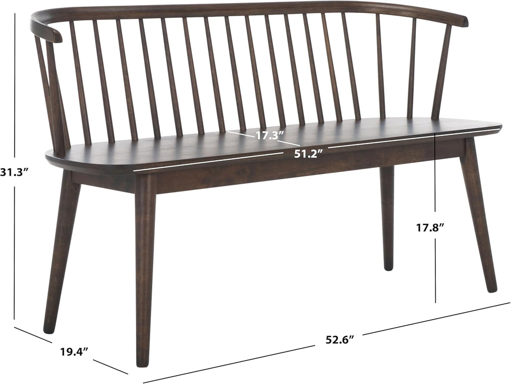 SAFAVIEH Furniture - Blanchard Spindle Bench - Dark Walnut - Solid Wood - Cla...