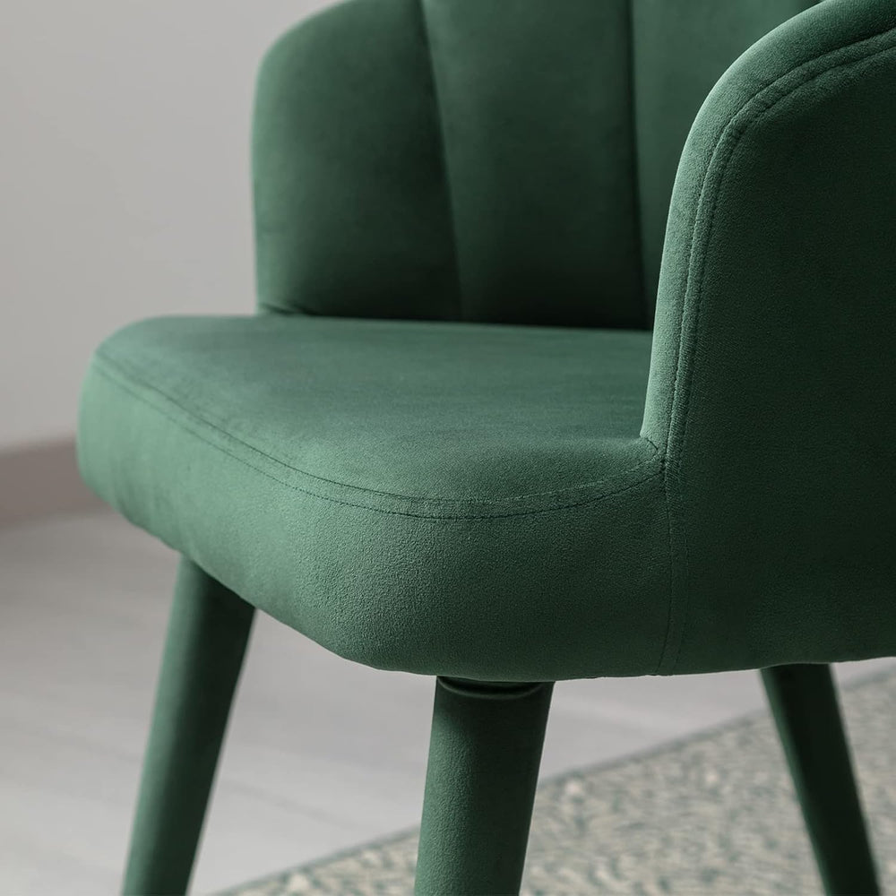 Velvet Dining Chairs Set of 2 Modern Living Room Chairs with Petal Back &...