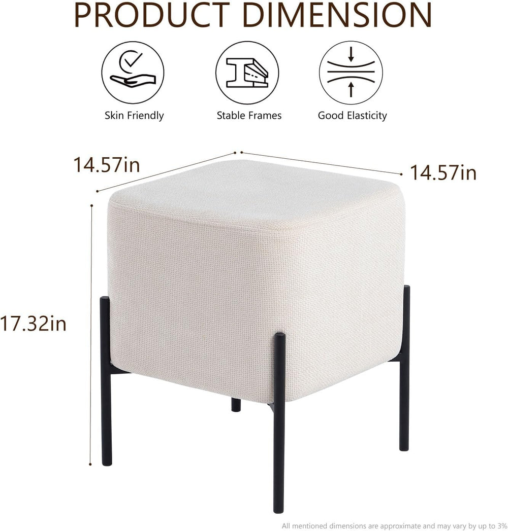 Get Set Modern Linen Ottoman Stool Vanity Stool Foot Rest Stool, Square Small...