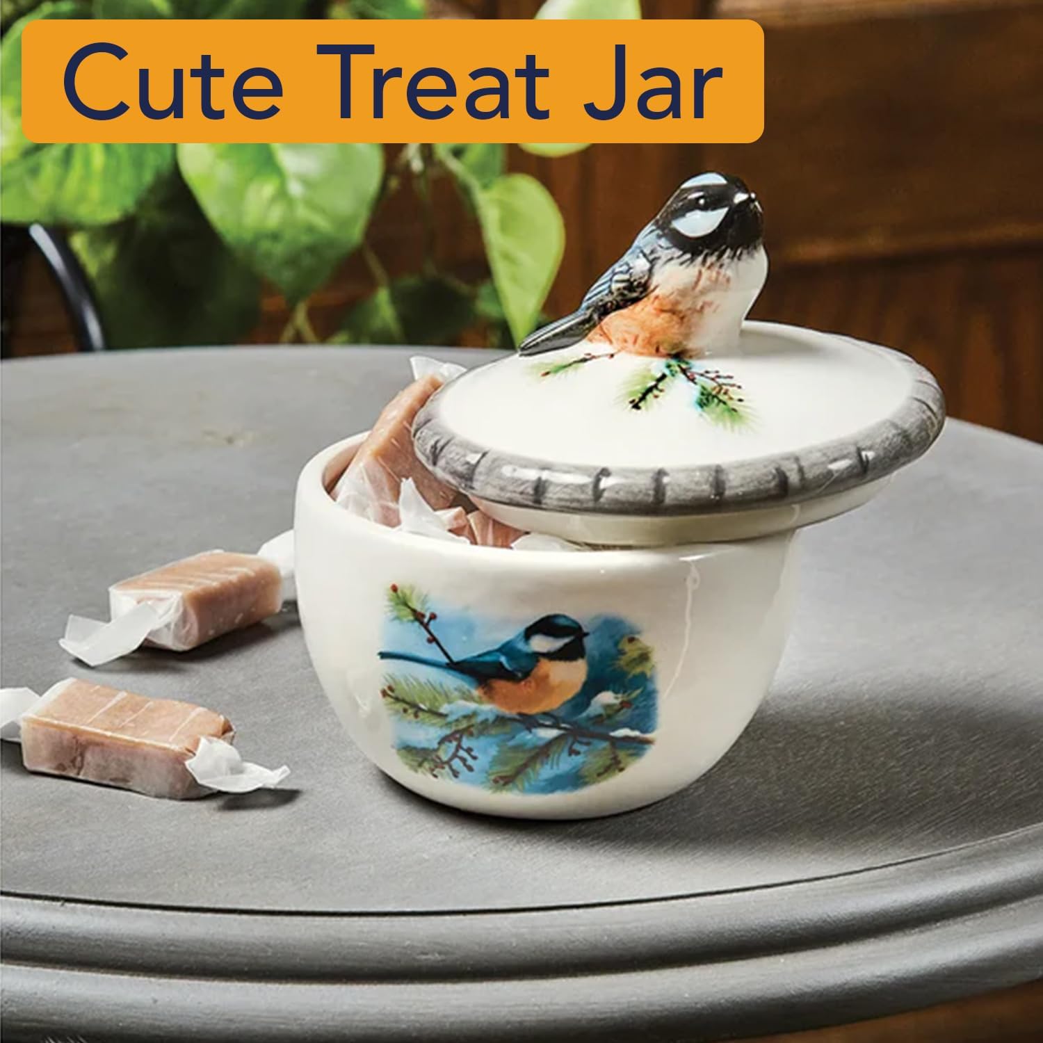 Bits and Pieces Chickadee Jewelry Box for Women Small Trinket Box with Bird Figurine Lid - Decorative Boxes for Home Decor