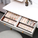 LANDICI Stackable Jewelry Organizer Trays 4 Set,PU Leather Jewelry Organizer Drawer,Jewelry Storage Display Tray for Earring Necklace Rings Bracelet with Removable Dividers,Black