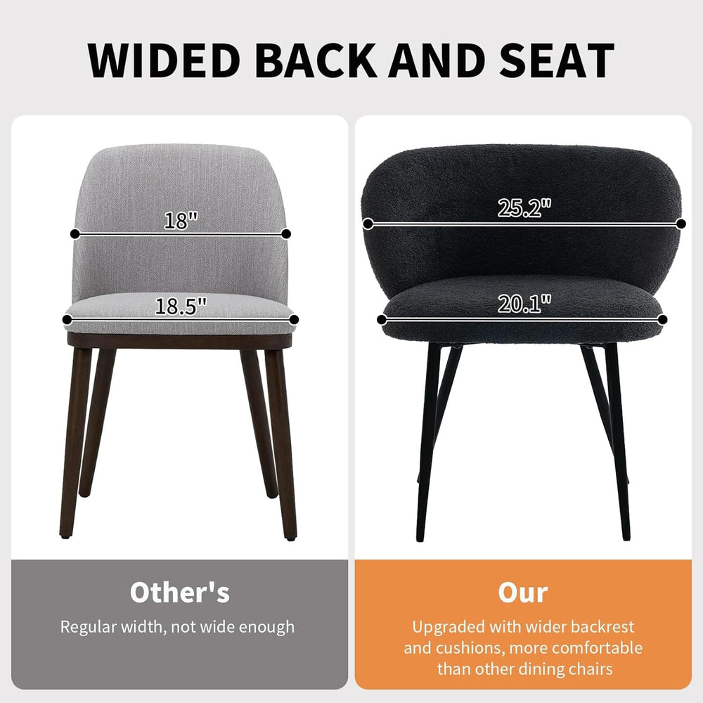 Modern Teddy Dining Chairs Set of 4, Comfy Kitchen Armless Chairs with Thick ...