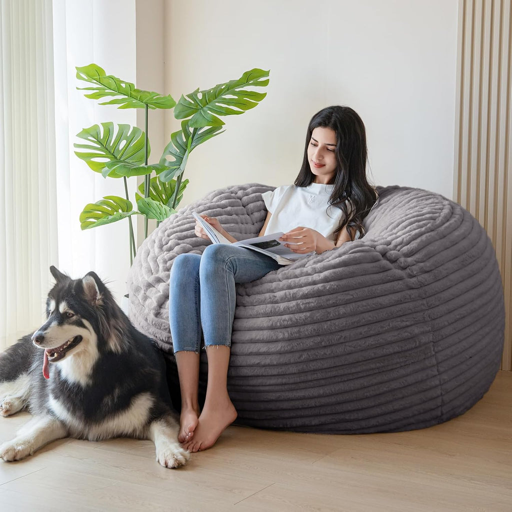 MAXYOYO Giant Bean Bag Chair Bed for Adults, Convertible Beanbag Folds from Lazy Chair to Floor Couch Bed, Large Floor Sofa Couch, Big Sofa Bed, High-Density Foam Filling, Machine Washable Cover
