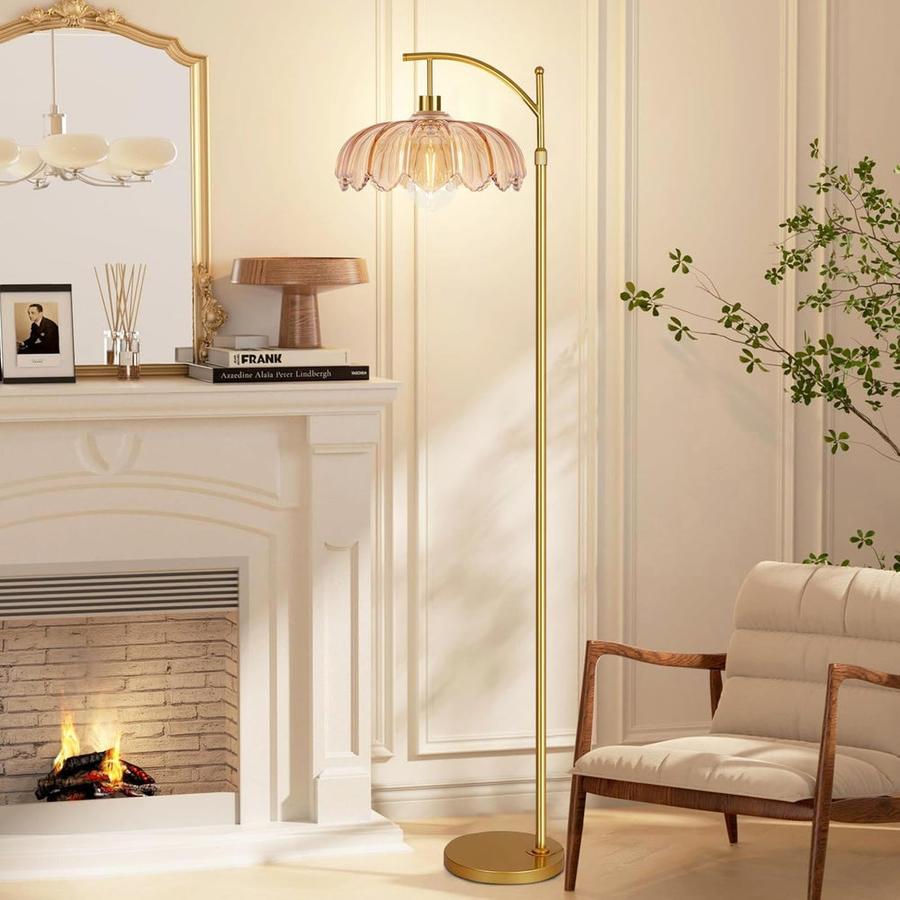 Arc Floor Lamp with 3 Color Temperatures,Gold Floor Lamp with Remote & 3 ...