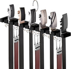 Belt Hanger for Closet Max 42 Belts, 2-in-1 Wall Mount Belt Organizer with 360° Rotating Hooks, Wooden Tie and Belt Rack for Closet Accessories Organizers and Storage, Black