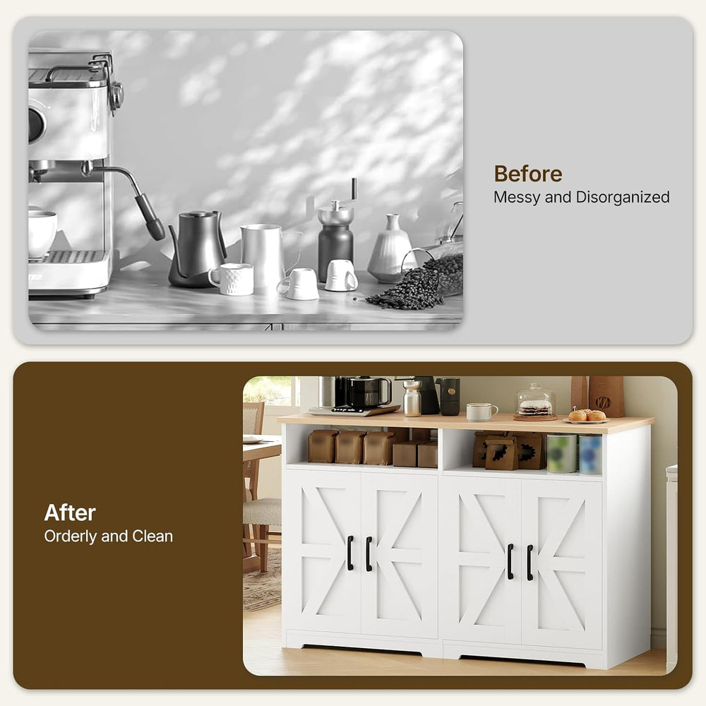 YATINEY Coffee Bar Cabinet, Kitchen Island with Storage, Farmhouse Sideboard ...