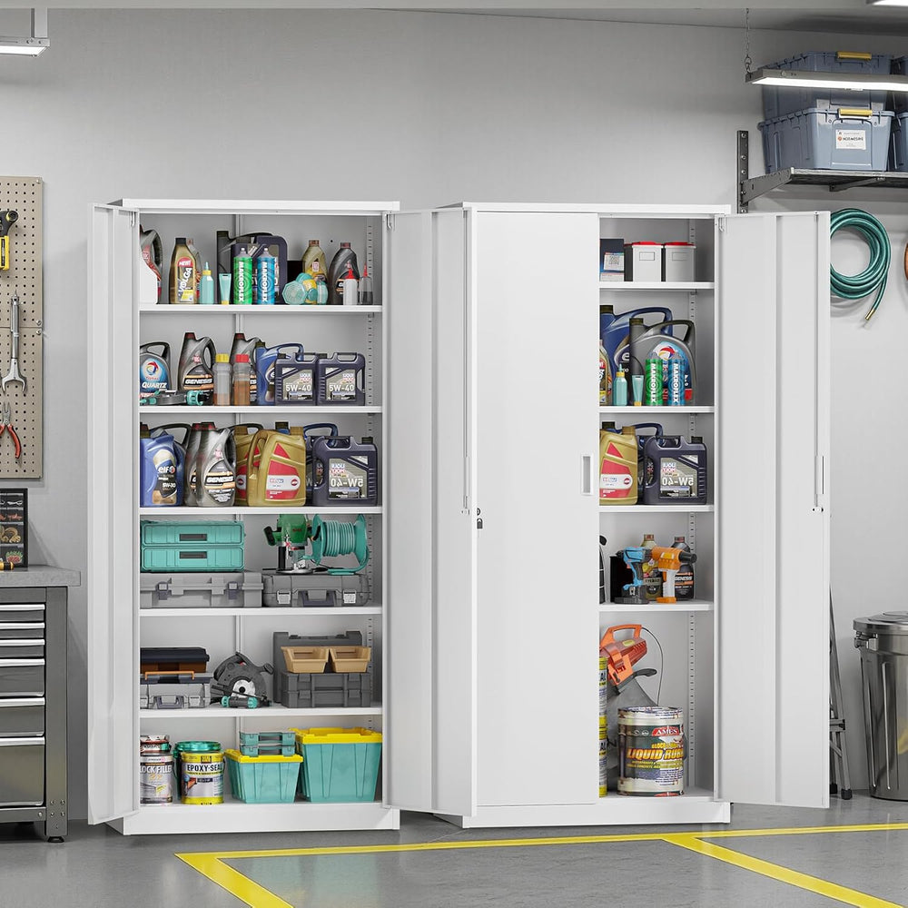 VINGLI Metal Garage Storage Cabinet with 2 Doors and 5 Adjustable Shelves, 71...