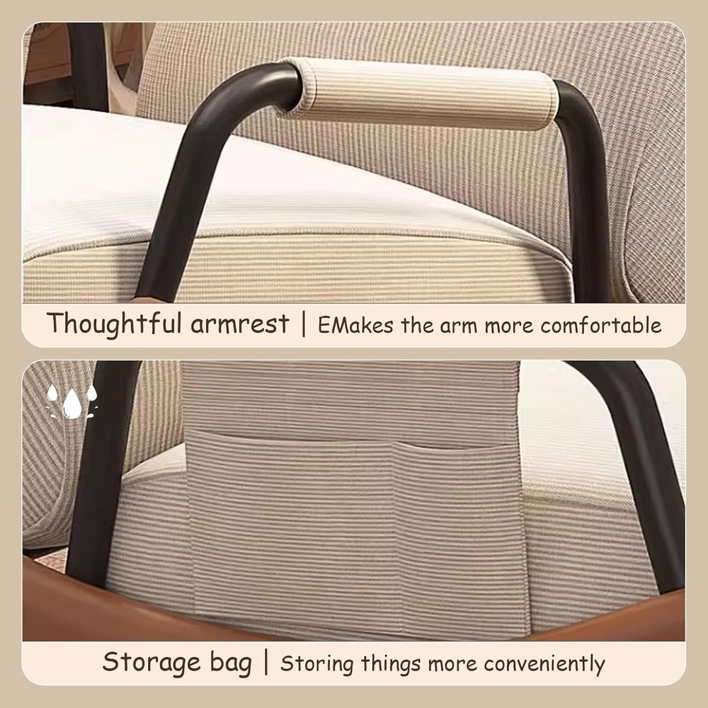 Rocking Chair with Side Bags, Adjustable Backrest Recliner Armchairs, Wide Ac...