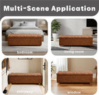 Chifee & Vingol 60" PU Ottoman with Storage Oversized End of Bed Storage Bench Upholstered Benches for Entryway, Living Room, Bedroom-Brown
