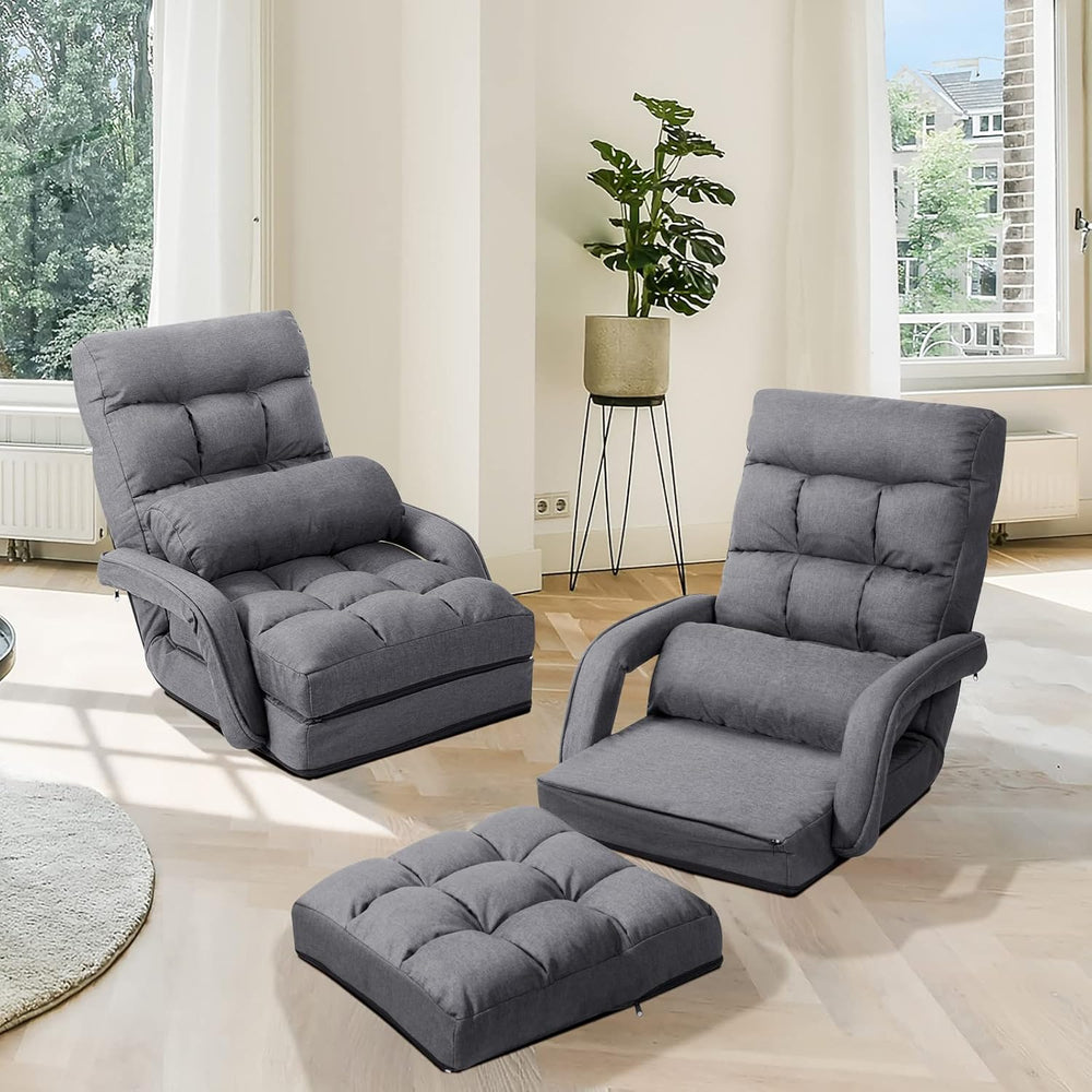 S AFSTAR Indoor Chaise Lounge Sofa, Folding Lazy Sofa Floor Chair with 6-Posi...