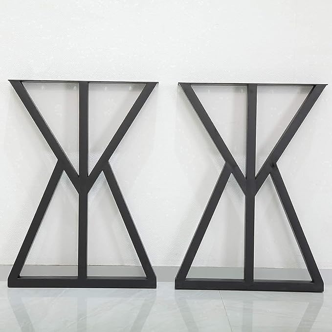 SSS Furniture 2 Pcs Industrial Metal Furniture Legs (H28 x W20) Rustic Decory Triangular Coffee Table Legs, Heavy Duty Metal Desk Legs, Dining Table Legs, DIY Cast Iron Bench Legs,Black