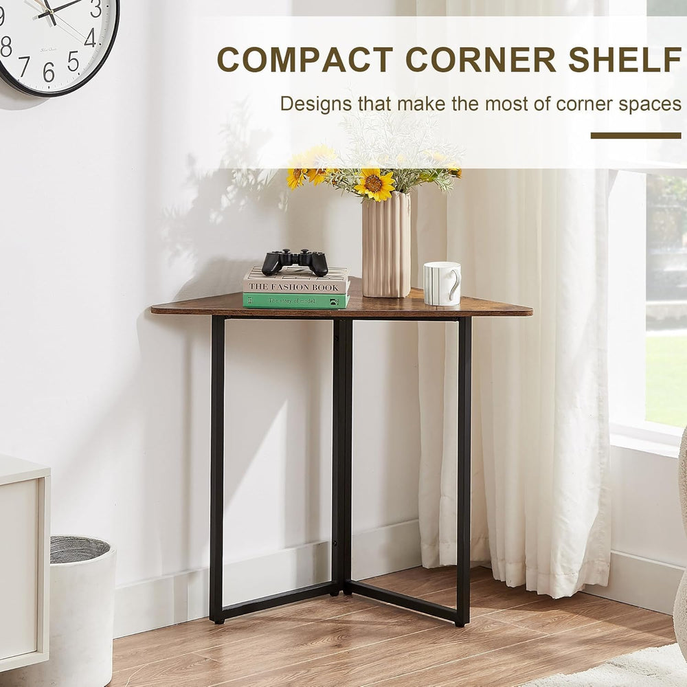 VECELO Corner Shelf, End Side Tables, Triangle Shelves with Metal Frame for S...