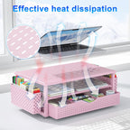 gianotter Desk Organizers and Accessories, Monitor Stand with Drawer and 2 Pen Holder, Desktop Organizer Suitable for Offices and Dormitories (Pink)