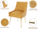Dining Chairs Set of 2, Gold Leg Side Chair Faux Faux Leather Vanity Mid-Century with Metal Legs Upholstered PU Faux Leather Luxury Accent Chairs Living Room Restaurant