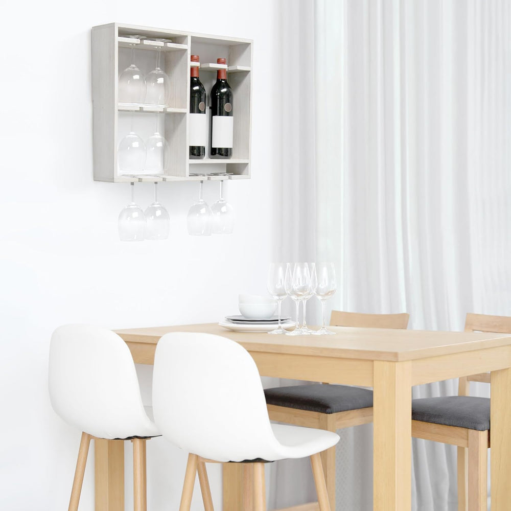 Elegant Designs HG1029-WWH 16.4" Wine & Dine Wooden Wall Mounted Win...