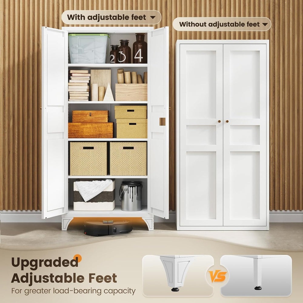 Yizosh Metal Storage Cabinet with 2 Doors and Adjustable Shelves - 61" W...