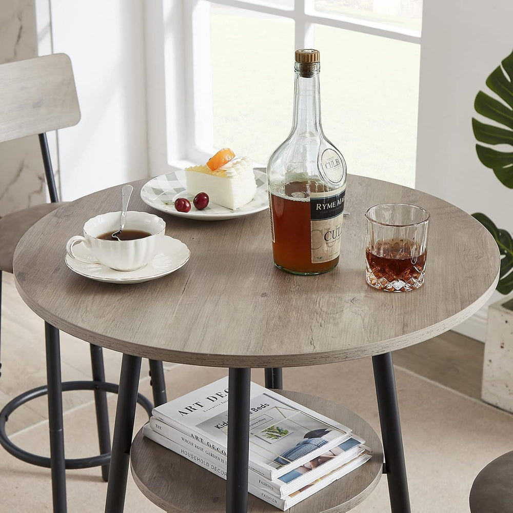 3-Piece Dining Table Set for 2, Small Round Kitchen Table with 2 Chairs, Coun...