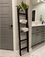 BARNWOODUSA Reclaimed Wood Bookcase Ladder 5 Foot, 5-Foot, Black | Instant Style Upgrade: Elevate your space with a chic, classic blanket storage solution!