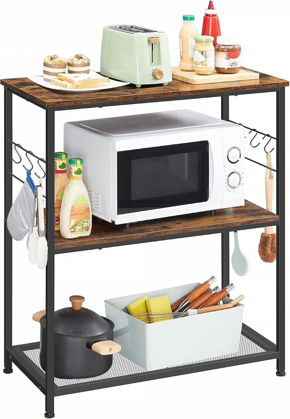 VASAGLE Bakers Rack, Kitchen Shelf, Kitchen Island, Microwave Oven Stand with...