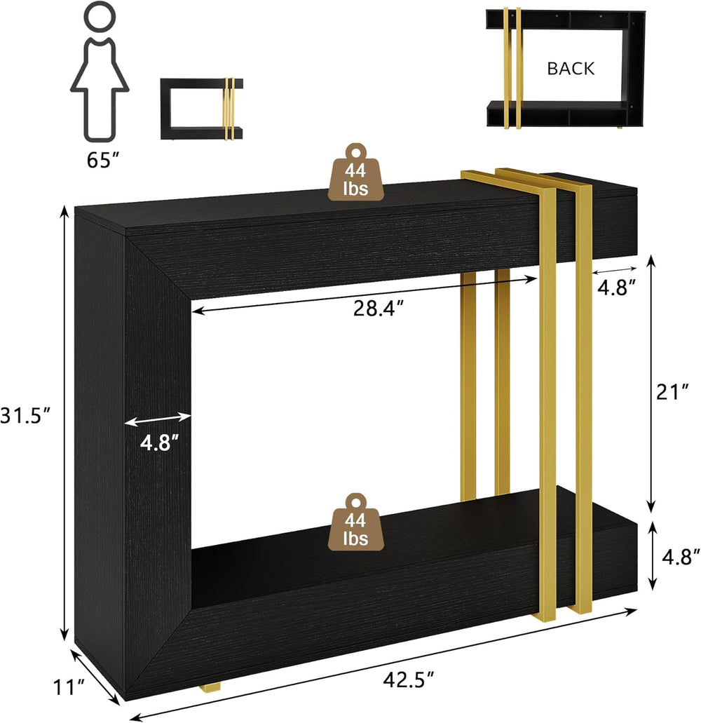 iPormis 42.5-Inch Console Table for Entryway, 2-Tier Sofa Table Behind Couch,...