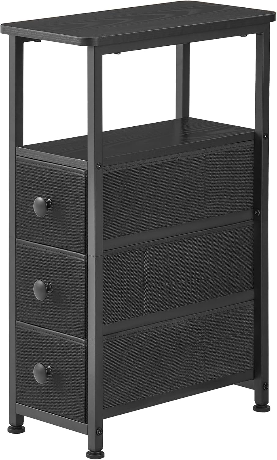 DALEMHOME End Table, Narrow Side Table with 3 Fabric Drawers, Slim Nightstand...
