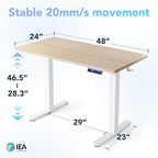 HUANUO 48 inch Electric Standing Desk with Smart APP, Alexa & Google Voice Control, Wi-Fi, Adjustable Height, 6 Memory Settings, Sedentary Reminder, Posture & Neck Care, Sit-Stand Desk, Light Walnut