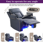 Power Recliner Sofa Set with LED, 3 Pieces Sectional Couch, Sandad Leather Living Room Furniture Sets, Modern Power Reclining Couch Leather Sofa with USB Ports/Cup Holders/Armrest Storage