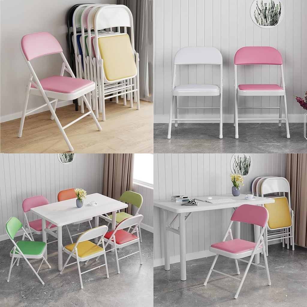Portable Upholstered Folding Chair with Sturdy Metal Frame for Office Dining and More Comfortable and Durable