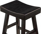 Lexicon Saddle Bar Stools Set of 2 Barstools with Footrest, Armless Dining Chairs for Kitchen Island, Breakfast Nook, Living Room, Pub Height, Black