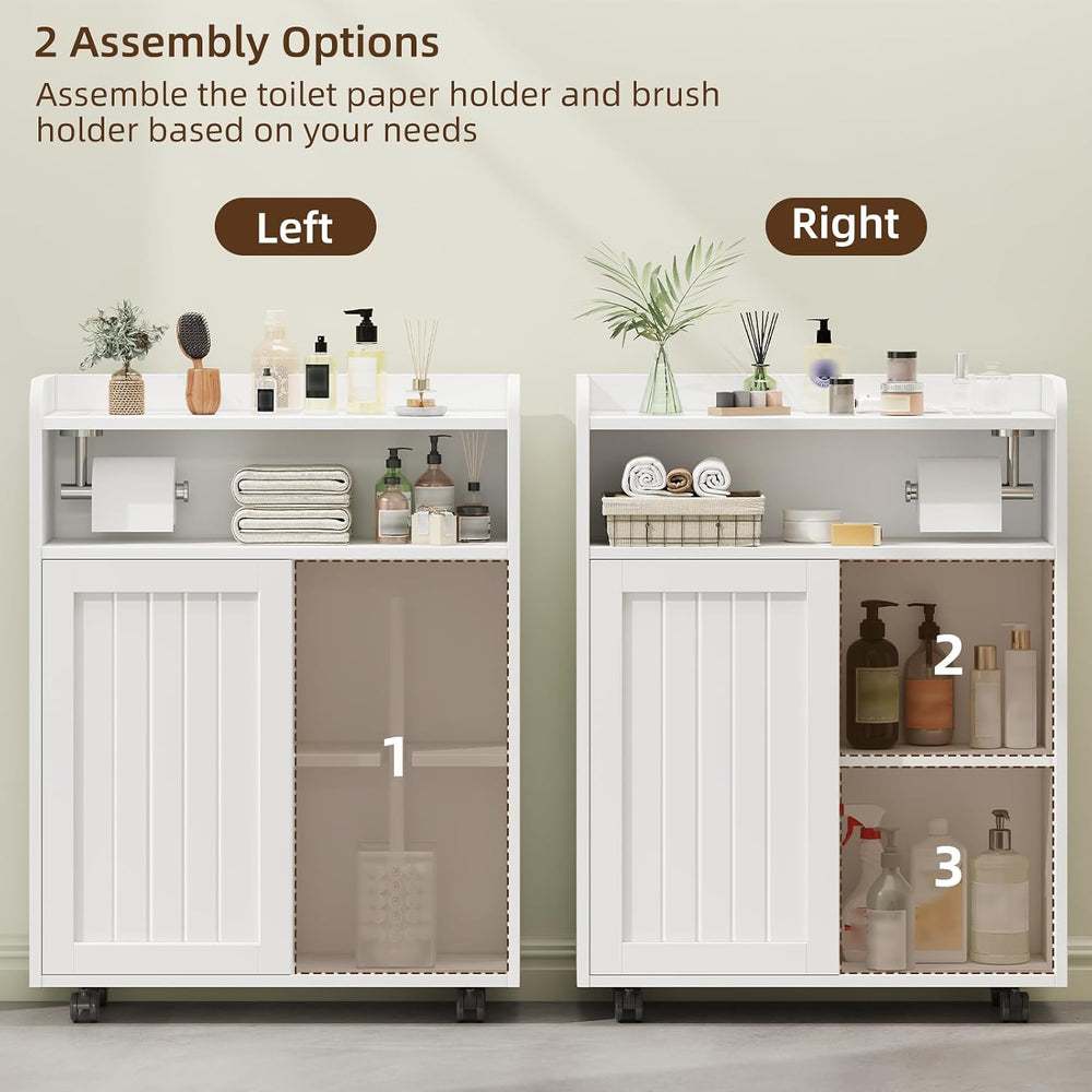 Halitaa Slim Bathroom Storage Cabinet, Slim Floor Cabinet with Sliding Doors,...