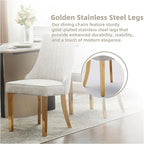 Dining Chairs Set of 4，Modern Channel Tufted Upholstered Dining Chairs with Golden Stainless Steel Legs, Comfortable Chenille Fabric Kitchen Chairs for Dining Room (Beige, 4pc)