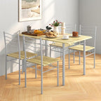 Giantex 47-inches Dining Table Set for 4, Rectangular Kitchen Table with 4 Dining Chairs, Metal Frame, 5-Piece Space-Saving Dinette Set for Small Space, Dinner, Breakfast Nook, Apartment, Natural