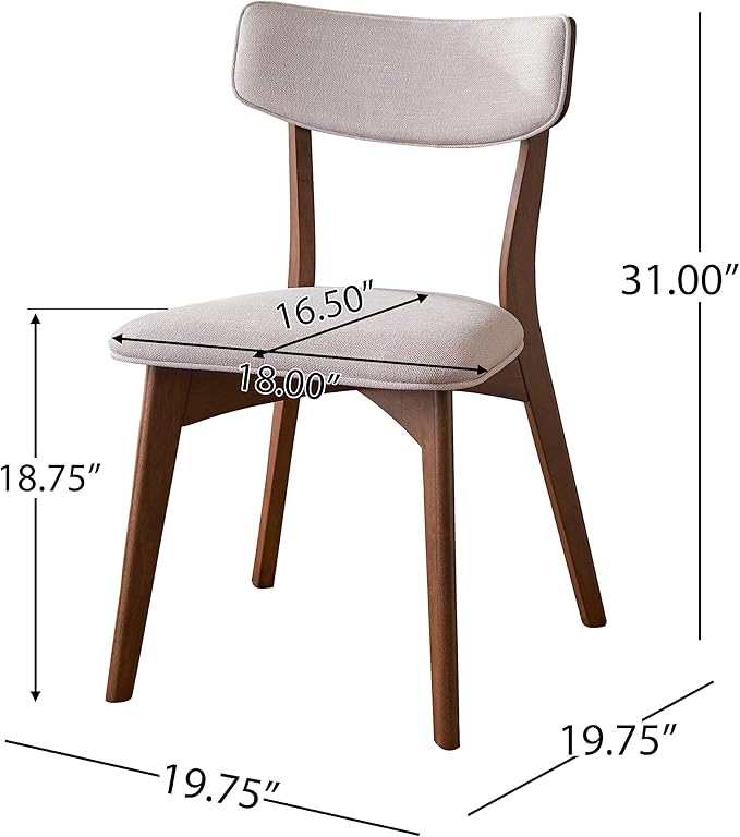 Christopher Knight Home Rachel Mid-Century Modern 7 Piece Dining Set with A-Frame Table, Light Beige + Walnut