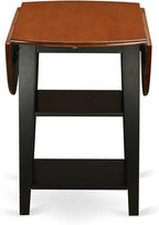 East West Furniture SUAV3-BCH-LC 3 Piece Dining Table Set Contains a Round Dining Room Table with Dropleaf & Shelves and 2 Faux Leather Upholstered Chairs, 42x42 Inch, Black & Cherry
