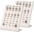 Ring Display Stand, Velvet Ring Holder, 50 Slots Rings Organizer Jewelry Display Tray, L-Shaped Jewelry Organizer Stand for Rings Earrings Selling (2, Beige)
