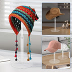 4PCS Acrylic Hat Stand and Wig Display Rack with Height Adjustable, Clear Dome Tabletop Hat Stand Cap, Sun Hat Holder Stand, Cowboy Hat Holder Baseball Cap Rack for Display