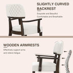 Modern Wood Dining Chairs with Arms Set of 4, Velvet Upholstered Kitchen Chairs with Open Curved Backrest & Black Hardwood Legs, Accent Chairs 350 LBS Capacity, White
