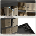 Foldable Shoe Organizer Storage Box Set of 2, Portable Extra Large Folding Shoe Rack for Closet, Shoe Storage Box with Magnetic Transparent Door and Wheels, 9 Layers 18 Grids with 2 Big Grids