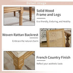 French Country Dining Chairs Set of 2, Cream Kitchen & Dining Room Chairs Set of 2, Ivory Rattan Dining Chairs, Cane High Back, Wood Legs, Sillas De Comedor (Rattan, Beige, 2Pcs)